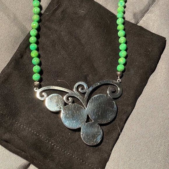 Lemon Lime Green Turquoise-Silver necklace by Jay King Gallery Collection - Picture 5 of 7